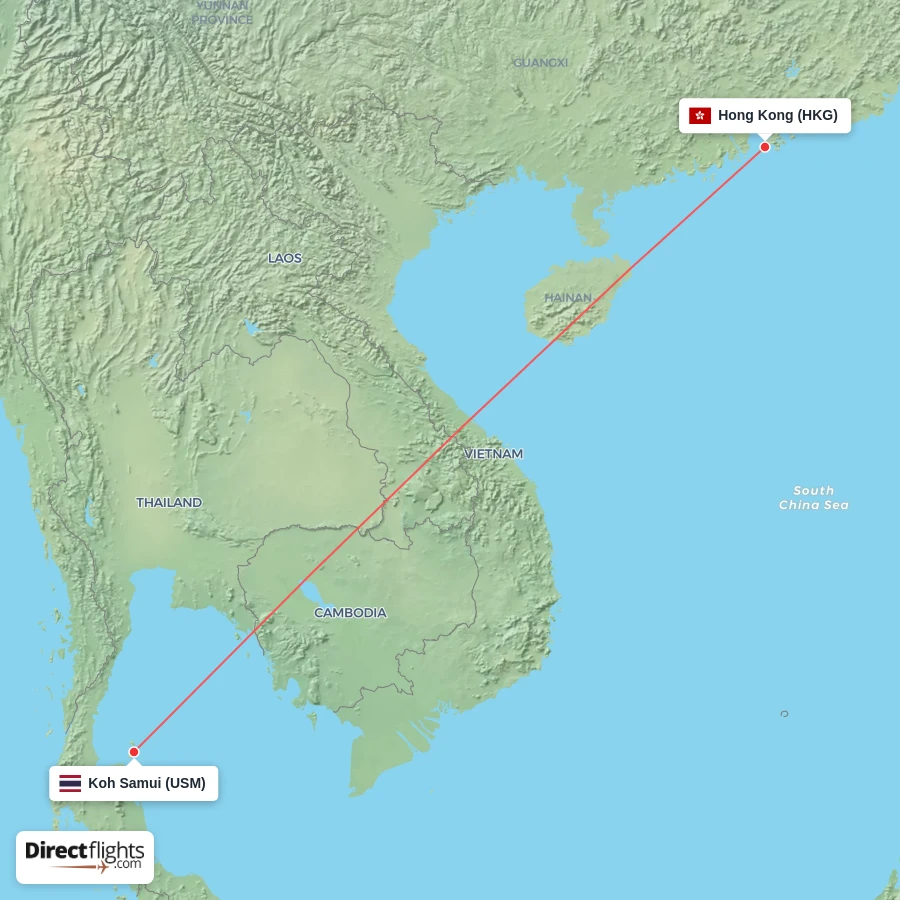 USM - HKG route map