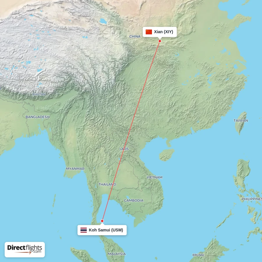 USM - XIY route map