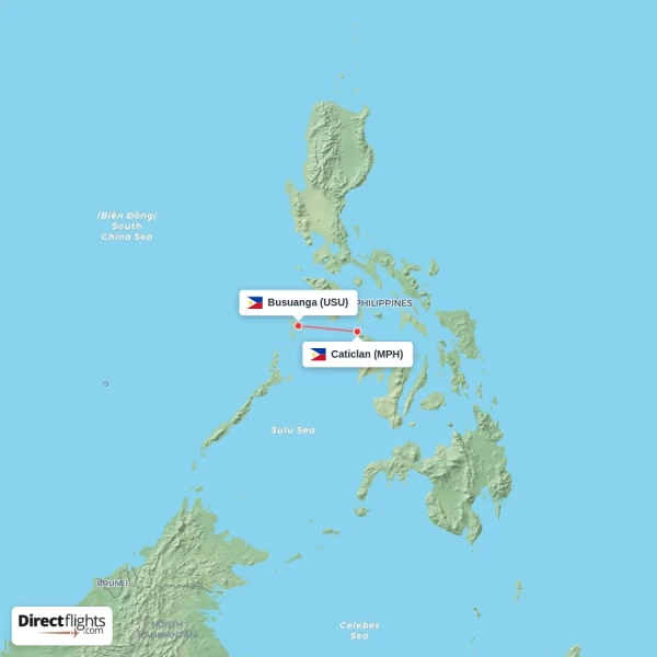 Busuanga - Caticlan direct flight map