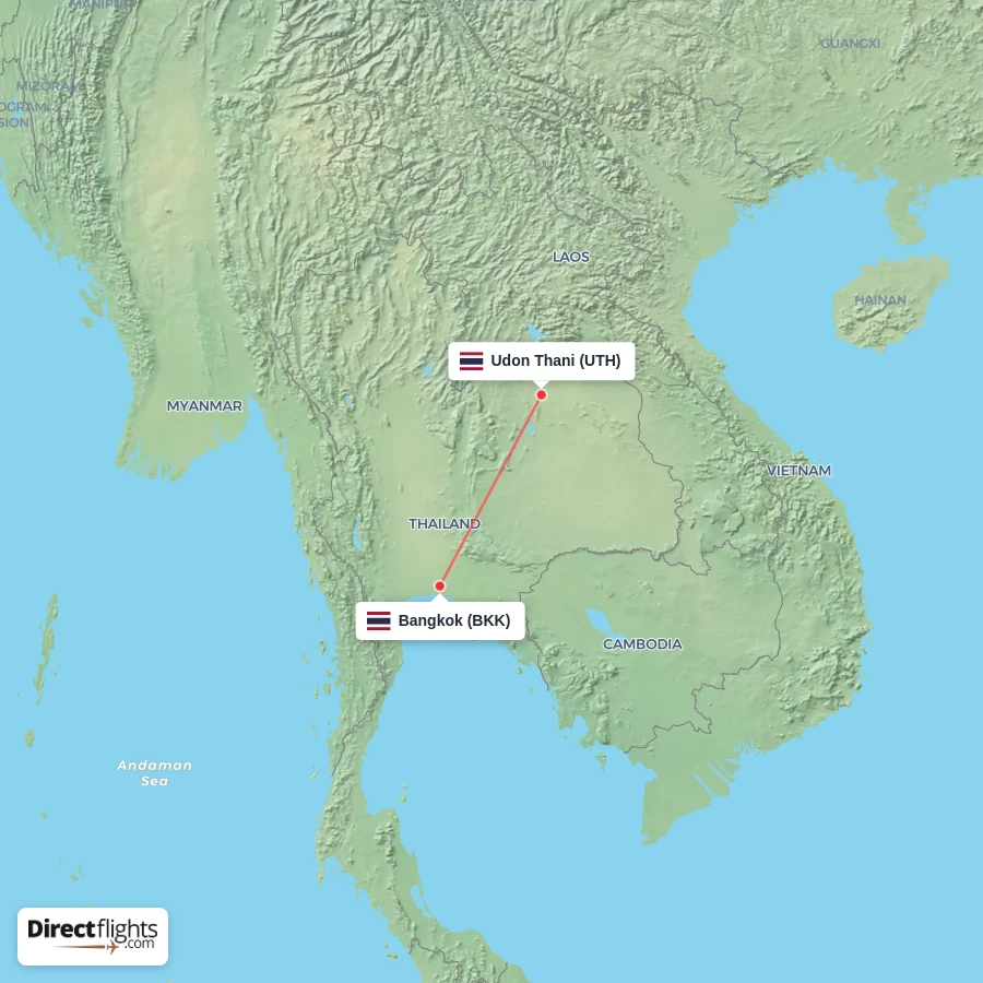 UTH - BKK route map