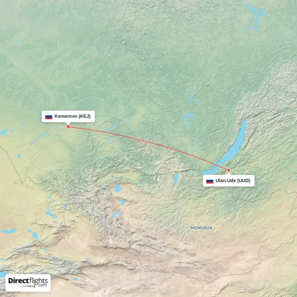 Ulan-Ude - Kemerovo direct flight map