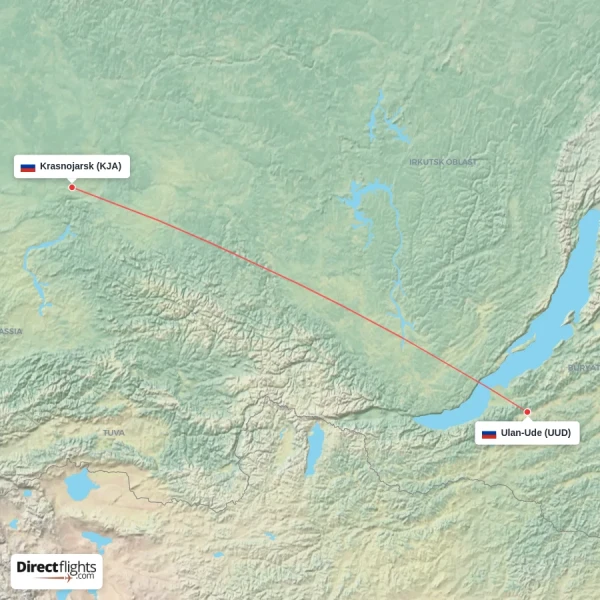 Ulan-Ude - Krasnojarsk direct flight map