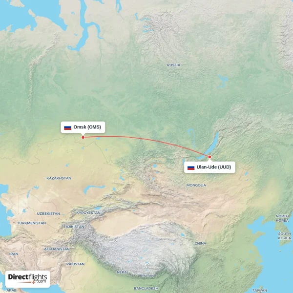 Ulan-Ude - Omsk direct flight map