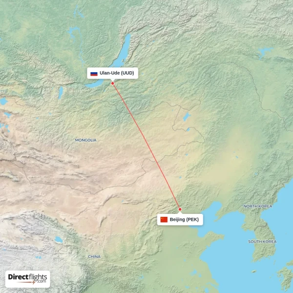 Ulan-Ude - Beijing direct flight map