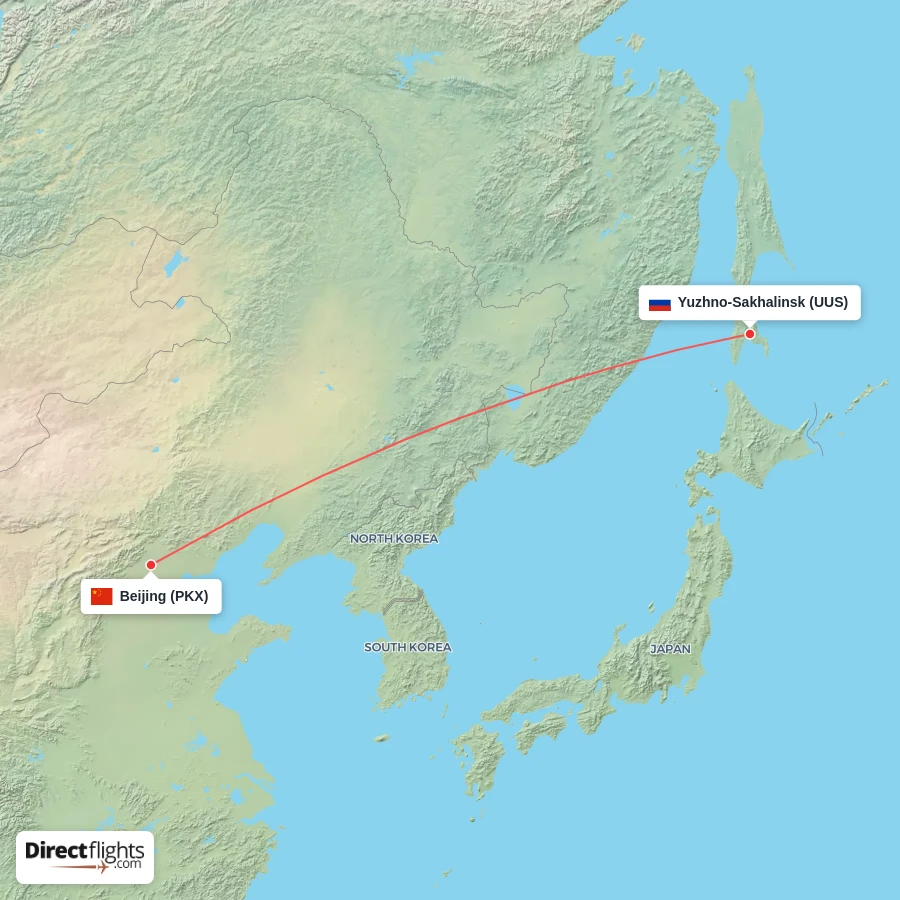UUS - PKX route map