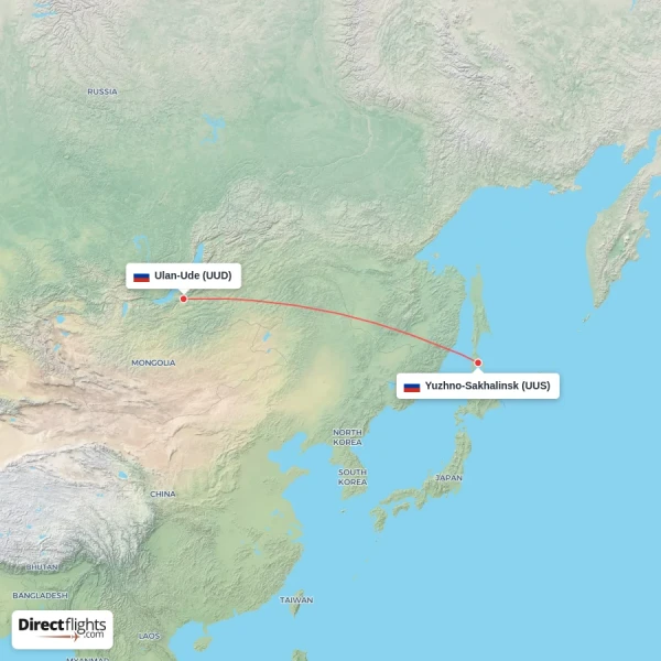 Yuzhno-Sakhalinsk - Ulan-Ude direct flight map