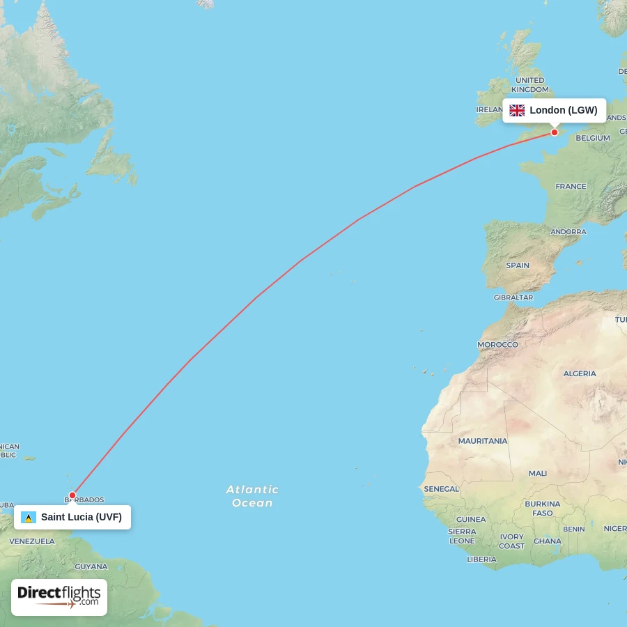 UVF - LGW route map