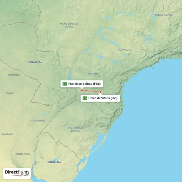 Uniao da Vitoria - Francisco Beltrao direct flight map