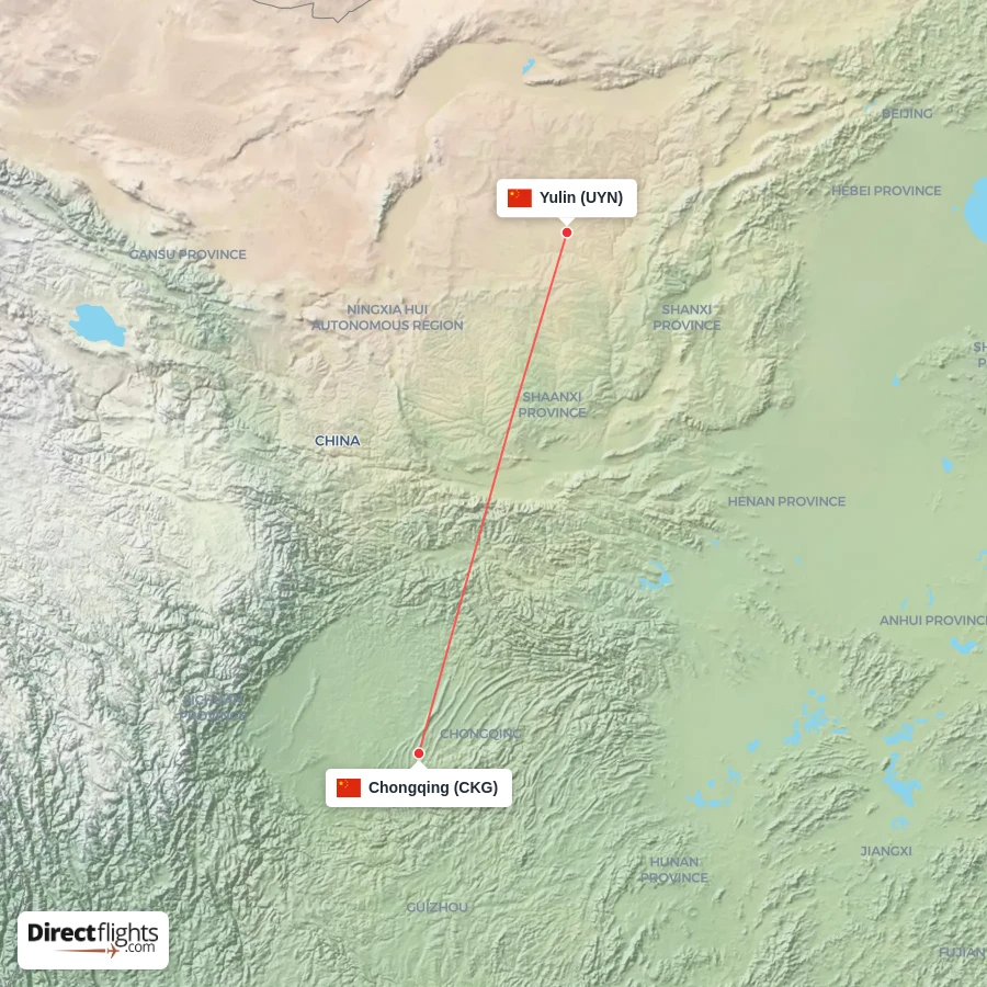 UYN - CKG route map