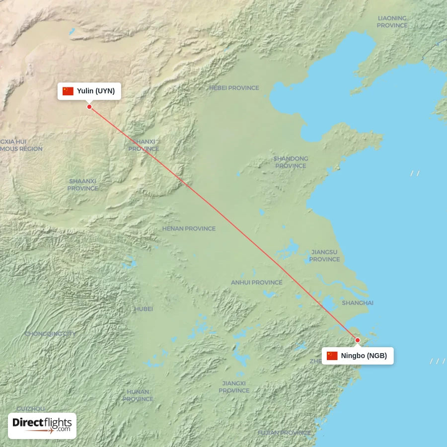 UYN - NGB route map