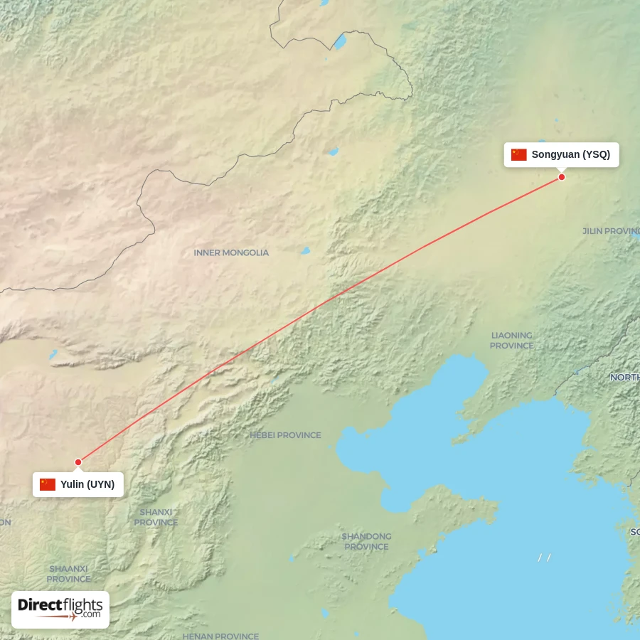 UYN - YSQ route map