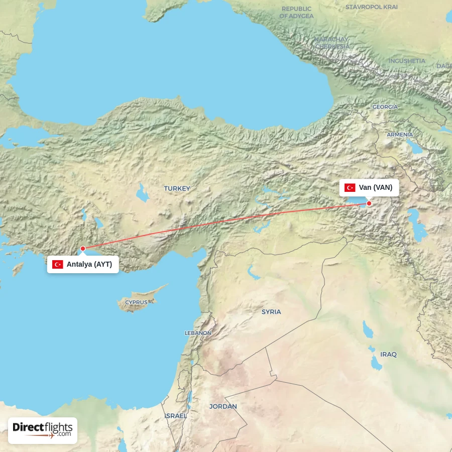 VAN - AYT route map