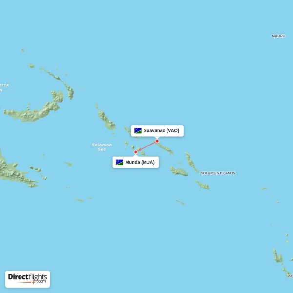 Suavanao - Munda direct flight map