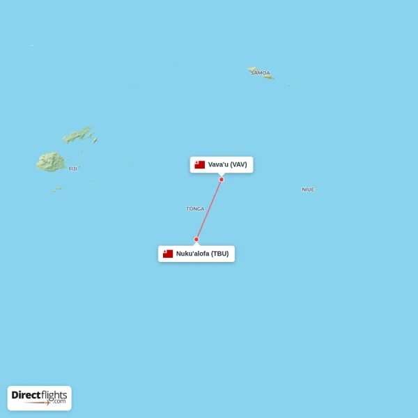 Vava'u - Nuku'alofa direct flight map