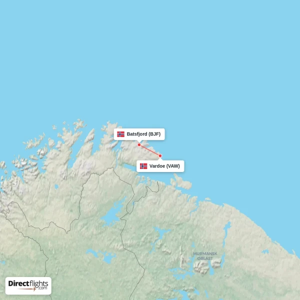 Vardoe - Batsfjord direct flight map