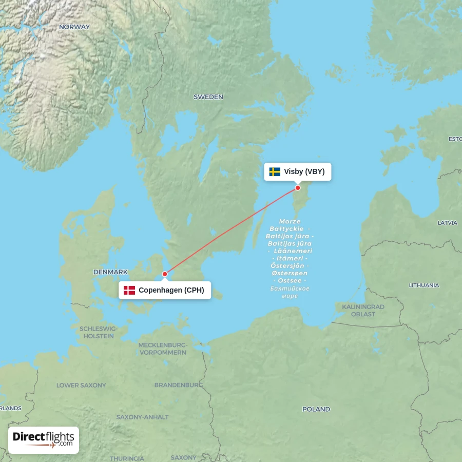 VBY - CPH route map