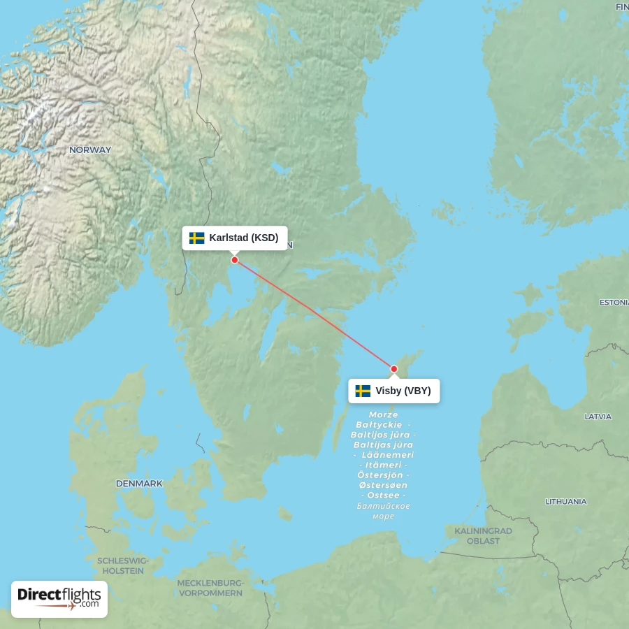 VBY - KSD route map
