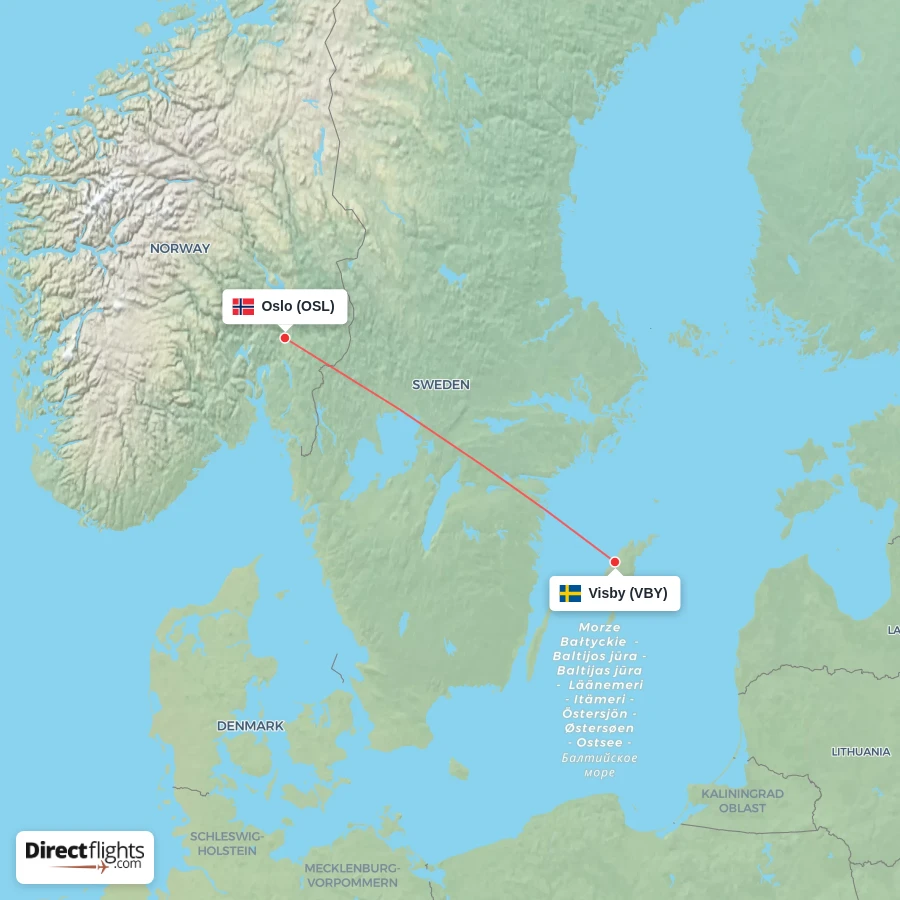 VBY - OSL route map