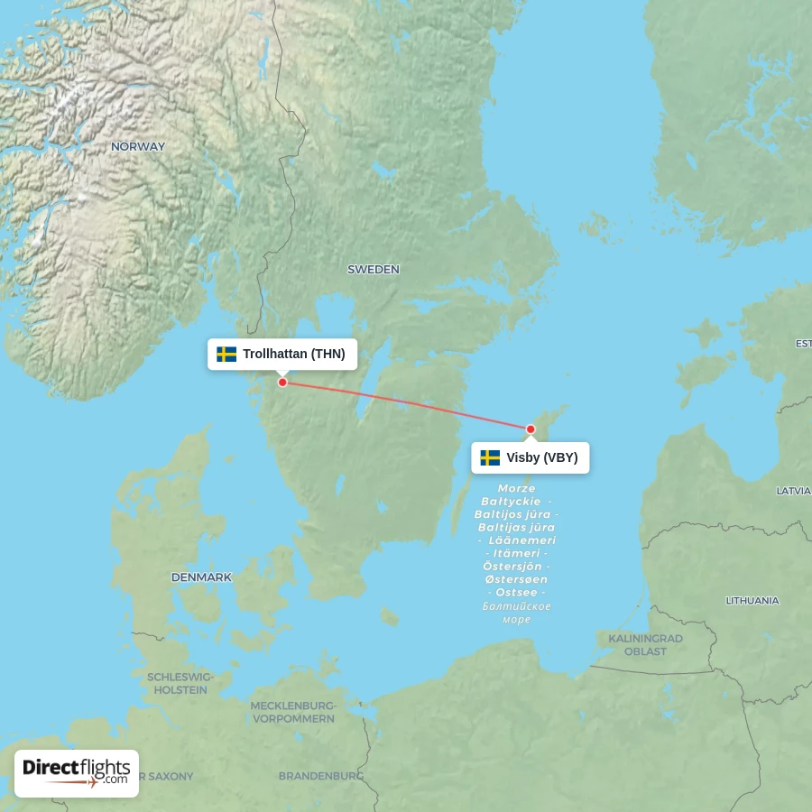 VBY - THN route map