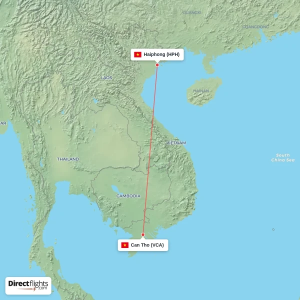Can Tho - Haiphong direct flight map