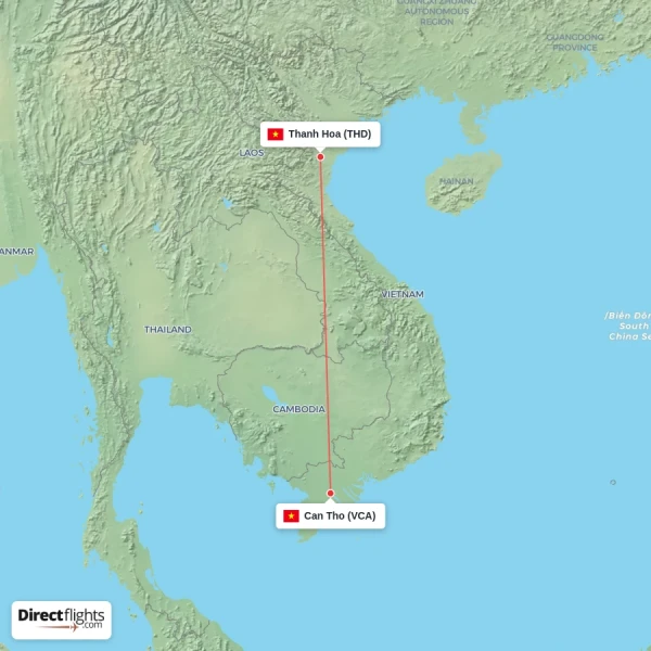 Can Tho - Thanh Hoa direct flight map