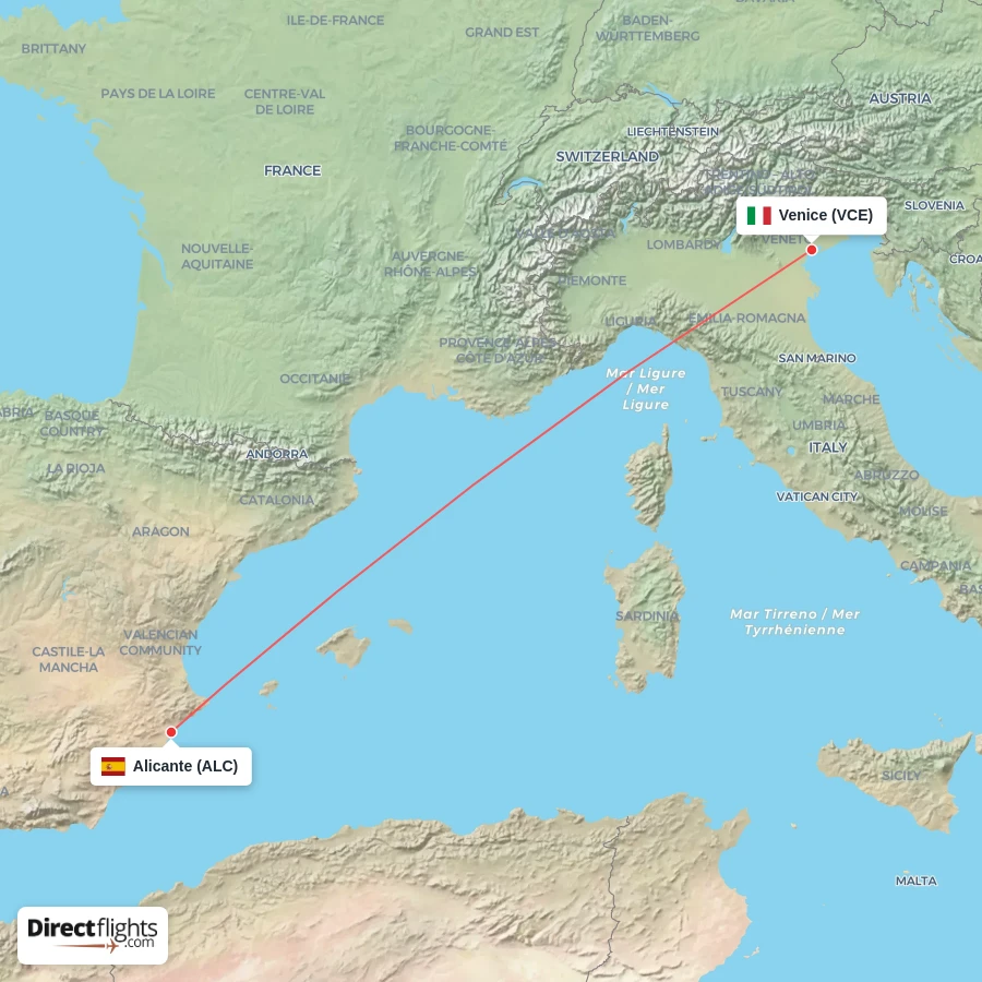 VCE - ALC route map