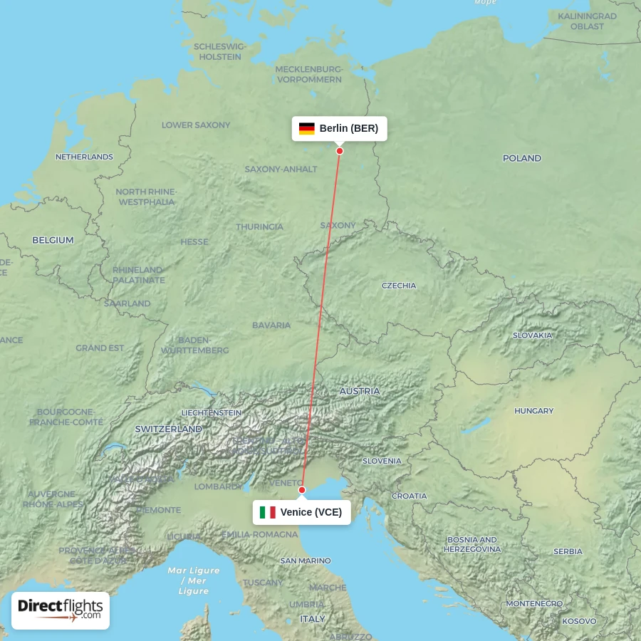VCE - BER route map