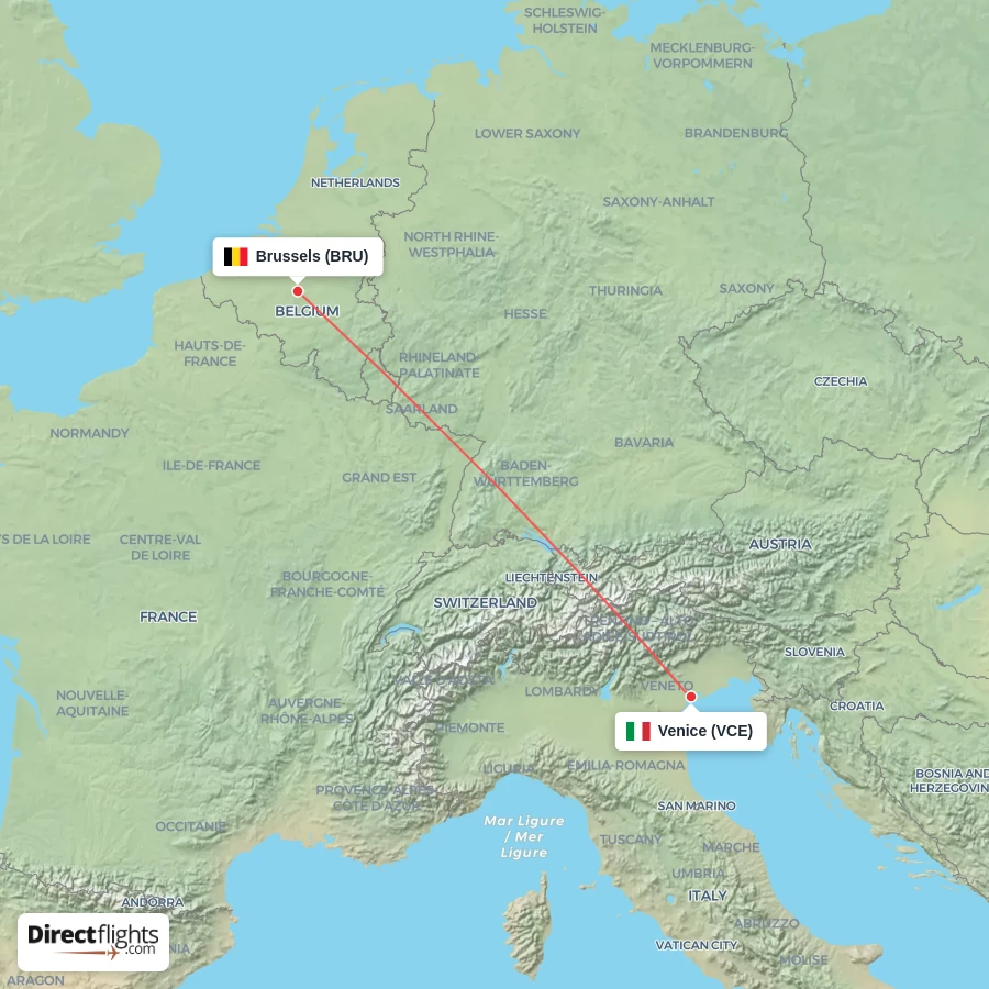 VCE - BRU route map