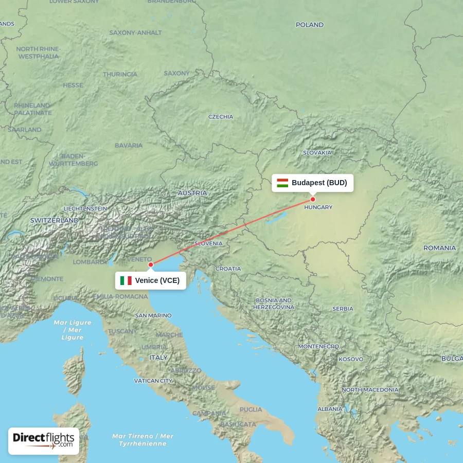 VCE - BUD route map