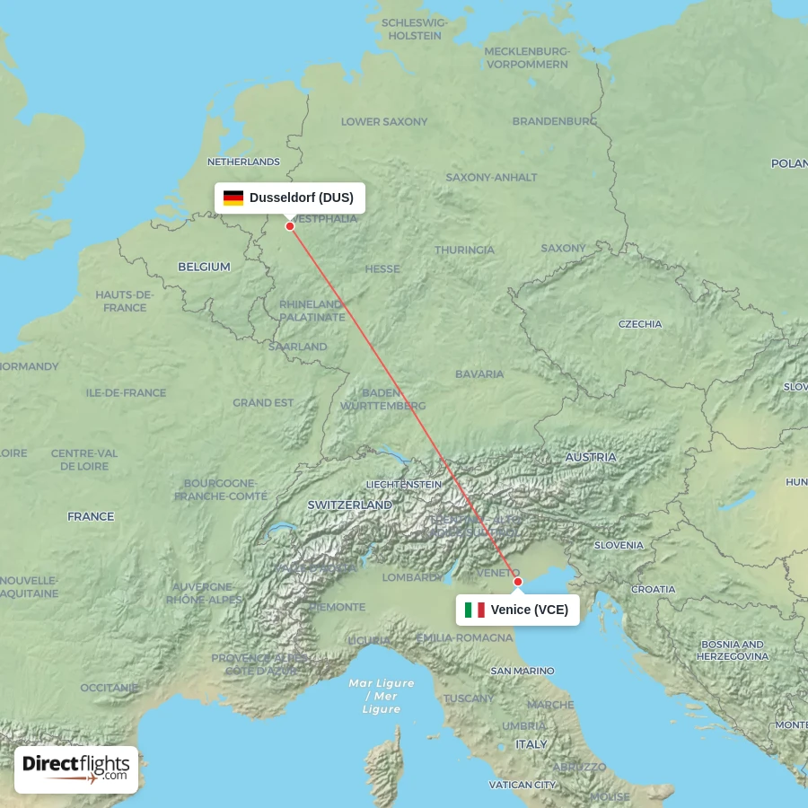VCE - DUS route map