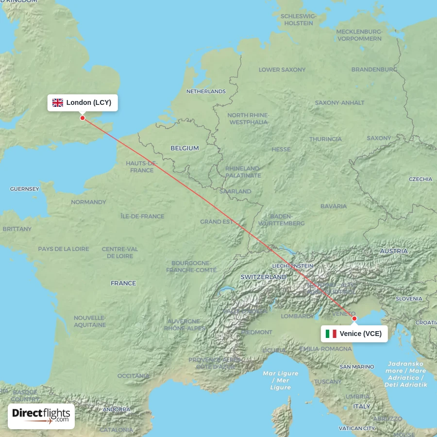 VCE - LCY route map