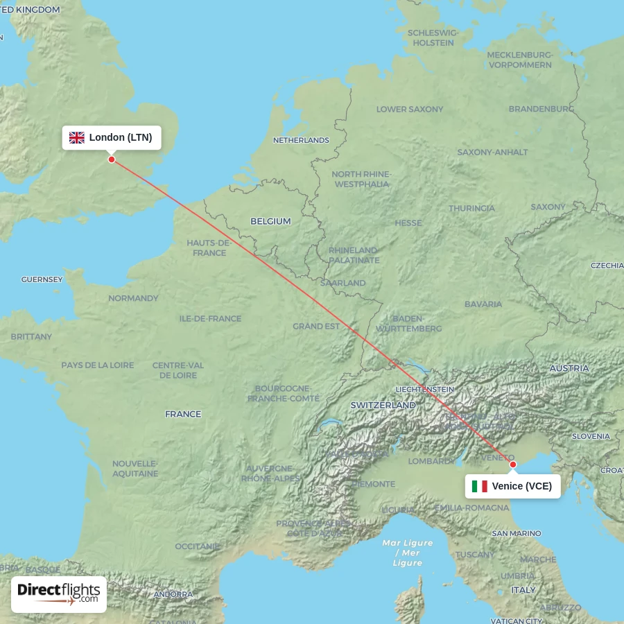 VCE - LTN route map