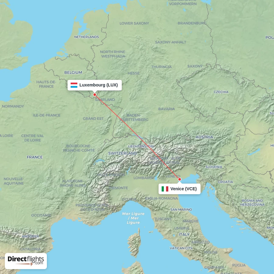 VCE - LUX route map