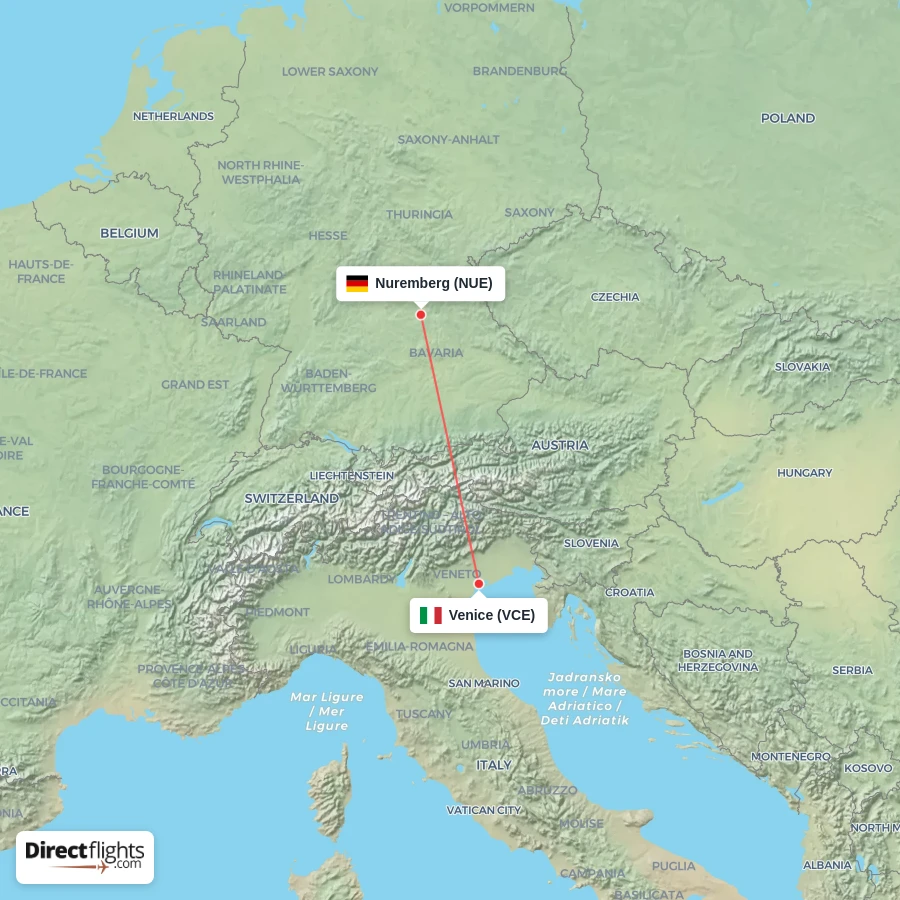 VCE - NUE route map
