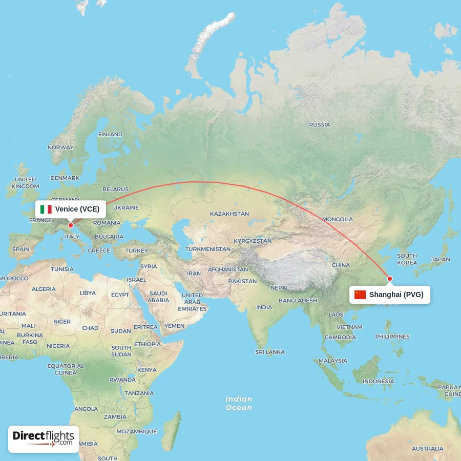 VCE - PVG route map