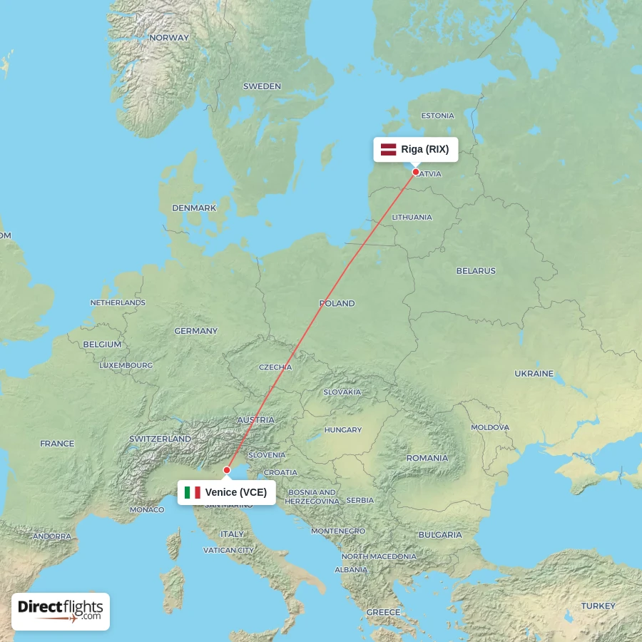 VCE - RIX route map