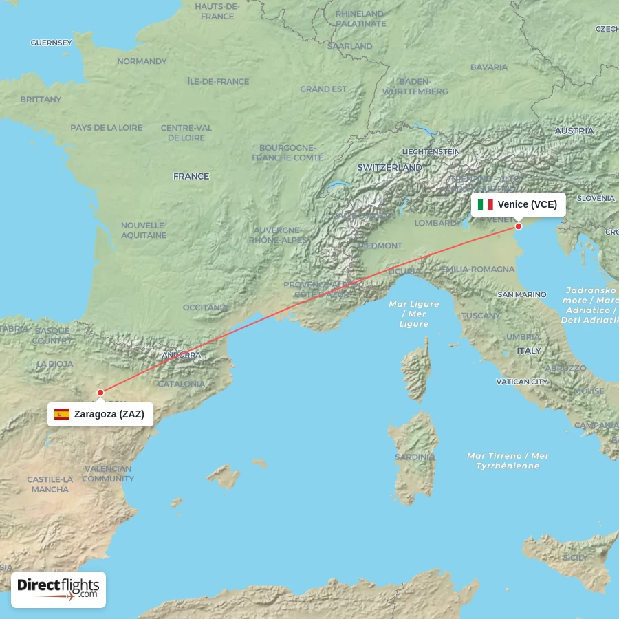 VCE - ZAZ route map