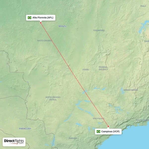 Campinas - Alta Floresta direct flight map