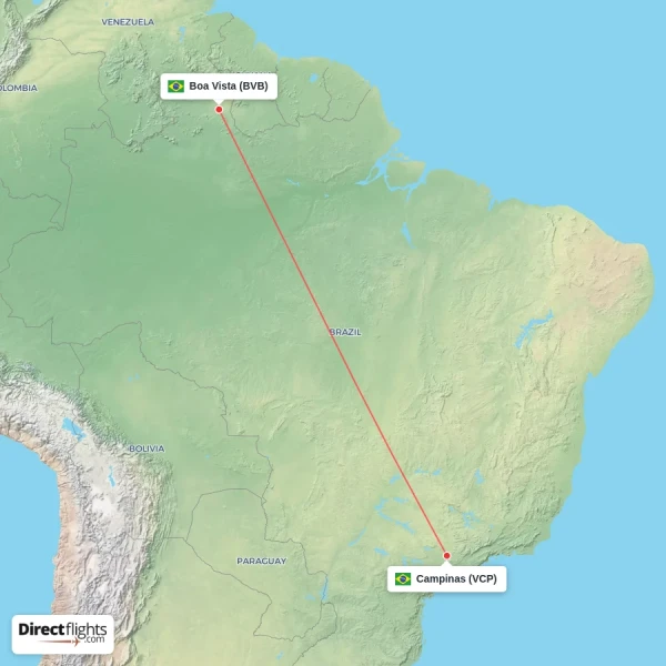 Campinas - Boa Vista direct flight map