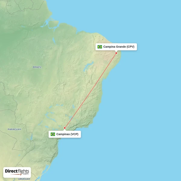 Campinas - Campina Grande direct flight map
