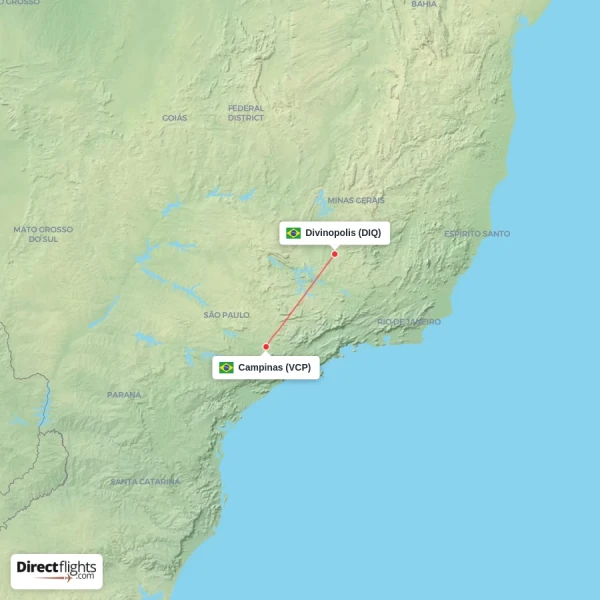 Campinas - Divinopolis direct flight map