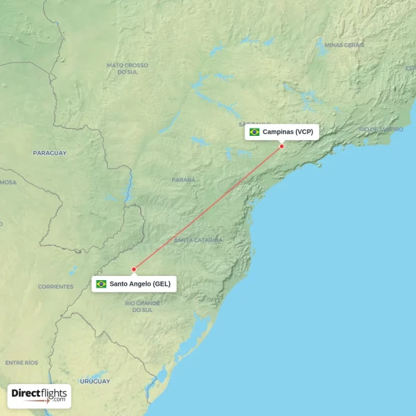 Campinas - Santo Angelo direct flight map