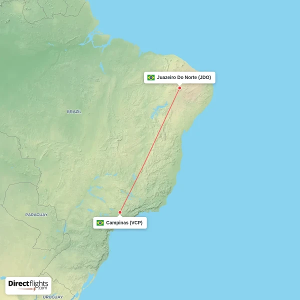 Campinas - Juazeiro Do Norte direct flight map
