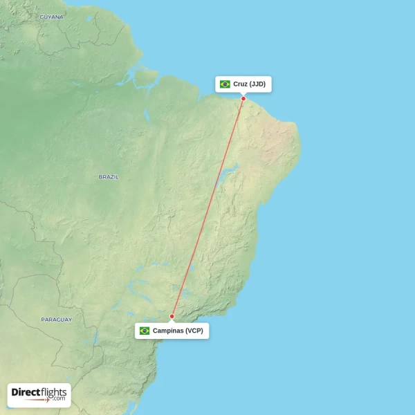 Campinas - Cruz direct flight map