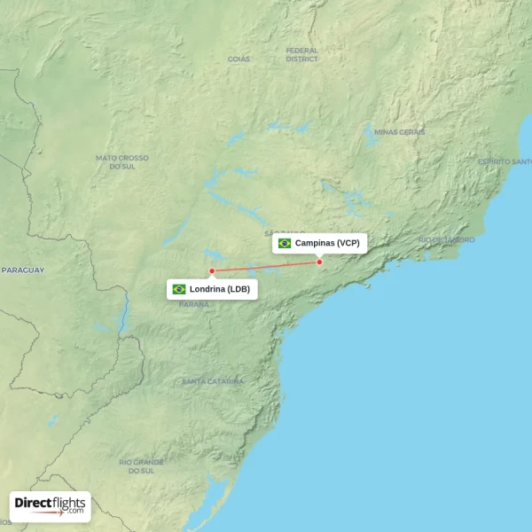 Campinas - Londrina direct flight map
