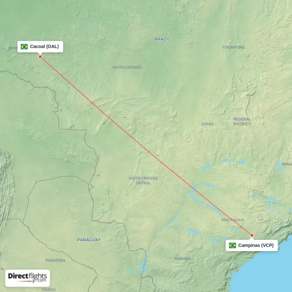 Campinas - Cacoal direct flight map