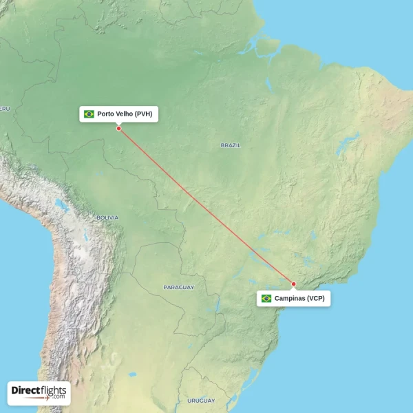 Campinas - Porto Velho direct flight map