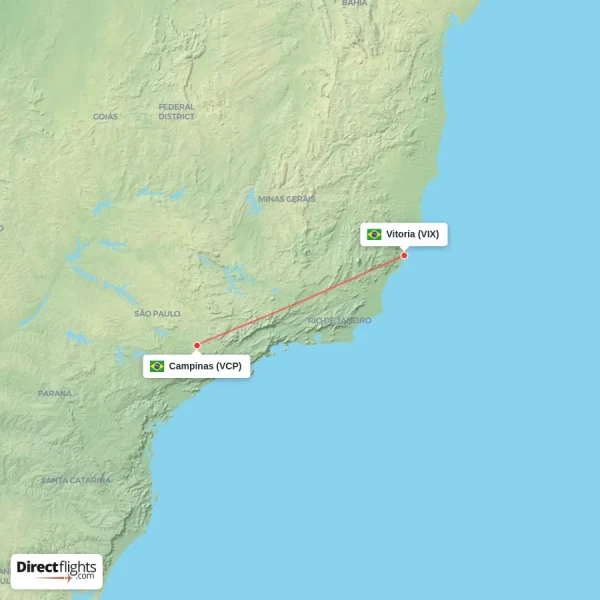 Campinas - Vitoria direct flight map