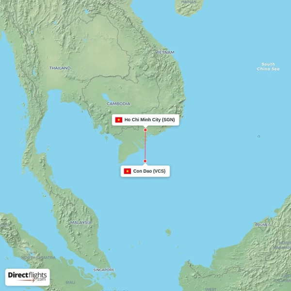 Con Dao - Ho Chi Minh City direct flight map
