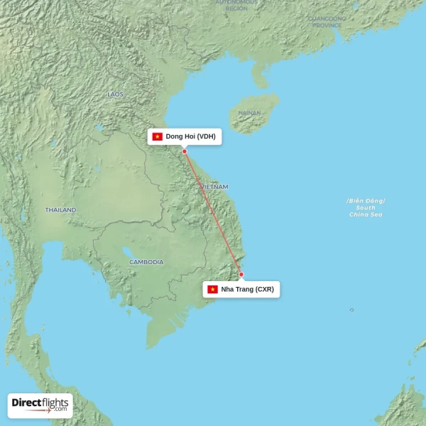 Dong Hoi - Nha Trang direct flight map